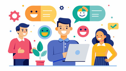 A tech company is using sentiment analysis to better understand their customer base and tailor their products and services to meet their needs and desires.. Vector illustration