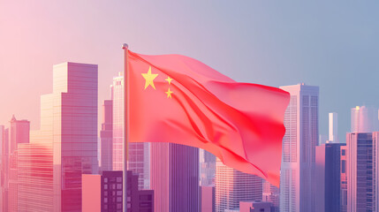 China’s economic outlook symbolized by its waving flag, rising investment charts, and projections of dividend schedules and business performance