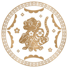 Png monkey year golden badge traditional Chinese zodiac sign © Rawpixel.com