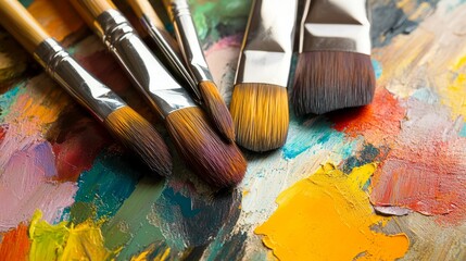 watercolor paints and brushes