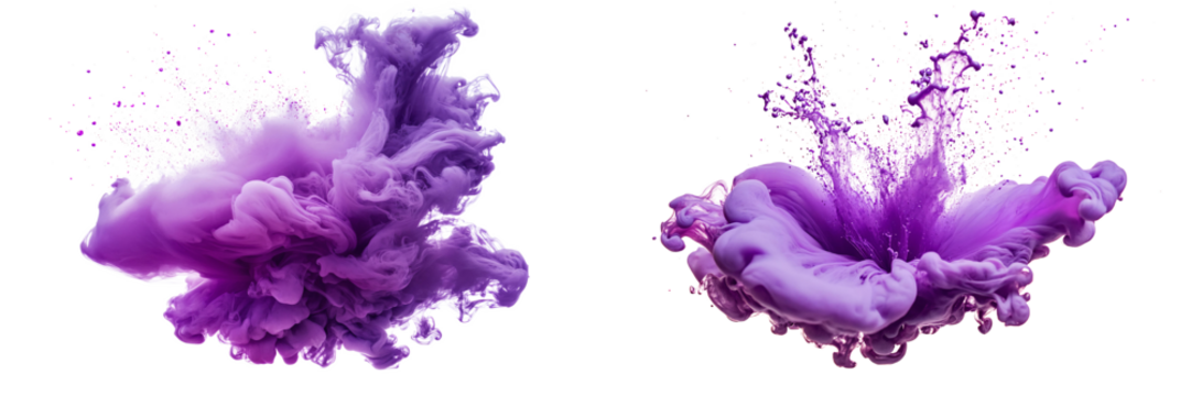 purple ink clouds with pixel dispersion on black