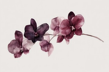 Delicate watercolor orchids in shades of purple and mauve.