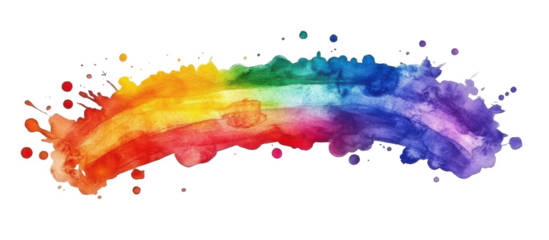 watercolor rainbow splash on transparent background, vector illustration