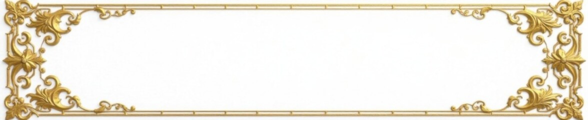 Fototapeta premium Gold scroll frame with geometric patterns on white canvas, abstract, gold, ornate