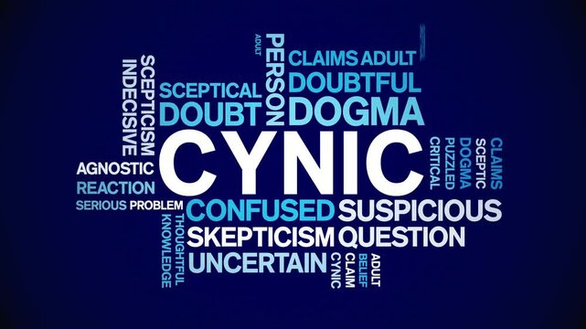Cynic animated word cloud;text design animation tag kinetic typography seamless loop.