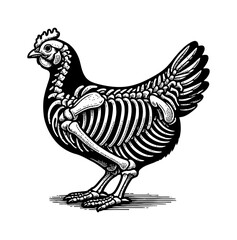 Detailed Chicken Skeleton Anatomy Illustration for Educational Purposes