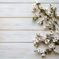 Delicate White Blossoms on Textured Wood Surface a Study in Light and Shadow