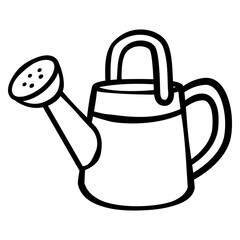 Handdrawn doodle of classic watering can perfect for garden care projects