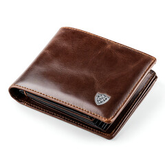 Brown leather wallet, open (3)