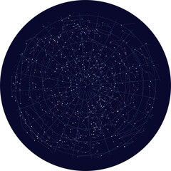 round Planisphere chart of stars, astronomy of the northern hemisphere, constellation graphic resource for sky watching and stargazing 35th degree with no text © Theresa