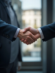 Business handshake agreement: a formal partnership symbol of collaboration, trust, and reaching consensus in negotiation