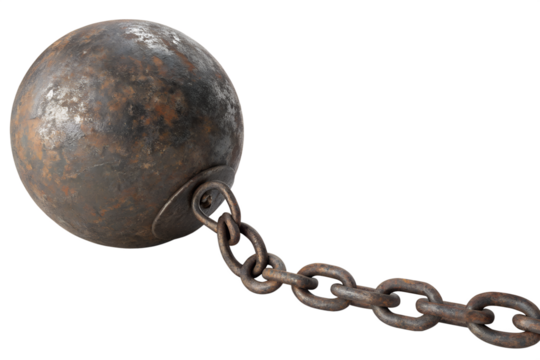 Metallic Chain and Heavy Iron Ball – Industrial Wrecking Ball Concept