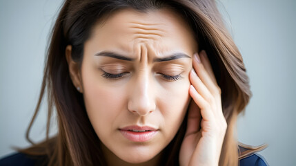 Fototapeta premium Blured photo of a woman suffering from vertigo or dizziness or other health problem of brain or inner ear.
