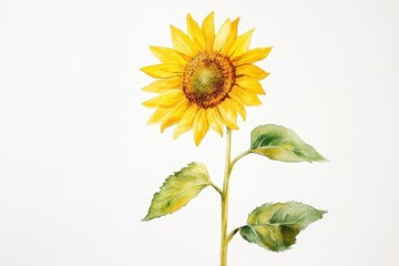 Fototapeta premium Watercolor illustration of a vibrant sunflower.