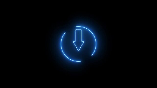 abstract directional arrow icon or swipe down arrow signal. Animated Arrow Pointing Down, Technology Directional arrow animation on black background. down arrow icon animation.