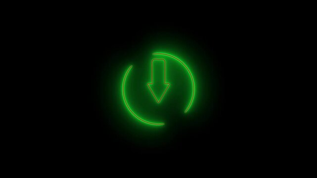 abstract directional arrow icon or swipe down arrow signal. Animated Arrow Pointing Down, Technology Directional arrow animation on black background. down arrow icon animation.