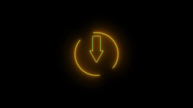 abstract directional arrow icon or swipe down arrow signal. Animated Arrow Pointing Down, Technology Directional arrow animation on black background. down arrow icon animation.