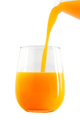 Pouring fresh organic orange juice to a glass design element