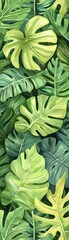 Lush green foliage tropical paradise nature illustration vibrant environment close-up view botanical concept