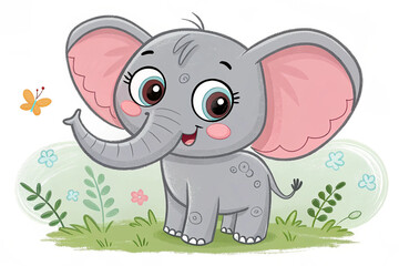 Obraz premium Illustration of cute elephant cartoon