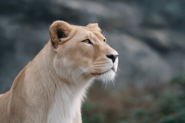 Obraz premium capture intense gaze of majestic animal encapsulating raw emotion ensure background offers ample copy space