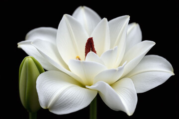 Obraz premium close up of a white flower on a black background