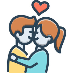 Vector color illustration icon for Kissing