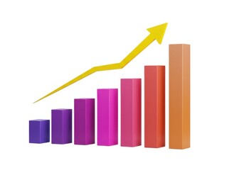 Growth chart illustration business and financial success isolated on white background