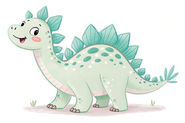 Cute stegosaurus cartoon with white background