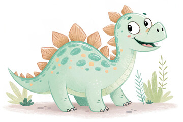 Obraz premium Cute stegosaurus cartoon with white background