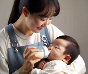 mother feeding baby -Generative AI