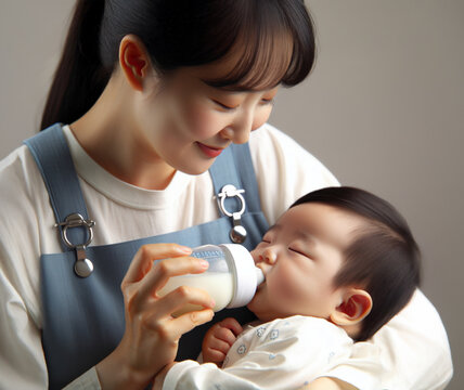 mother feeding baby -Generative AI