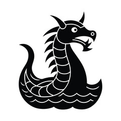 Sea Monster Icon Vector Illustration Mythical Creature For Viking Design