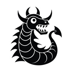 Sea Monster Icon Vector Illustration Mythical Creature For Viking Design