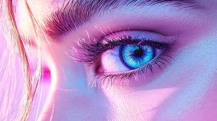 Closeup Woman's Eye, Colorful Light