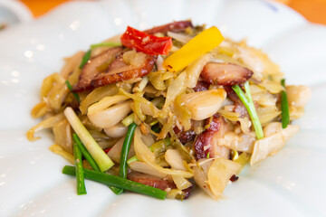 Sauerkraut and shallot stir-fried with char siu