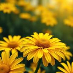 Obraz premium Vibrant yellow daisy petals, sharp focus, soft background, background, sunlight, macro photography