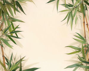 Obraz premium Serene bamboo stalk border with light brown hues creating a peaceful, natural frame
