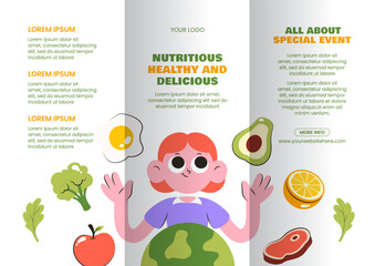 Cartoon Style Social Media Brochure Layout for Food Safety Awareness Day