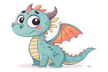 Obraz premium Vector illustration of cute dragon cartoon isolated on white background