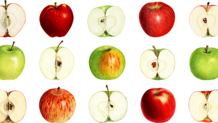Hand drawn fresh apple patterned background