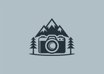Camera and mountain logo with adventure feel