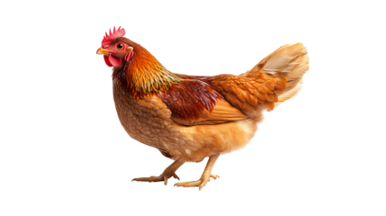 Active chicken roams freely on the farm, PNG, created with Generative AI