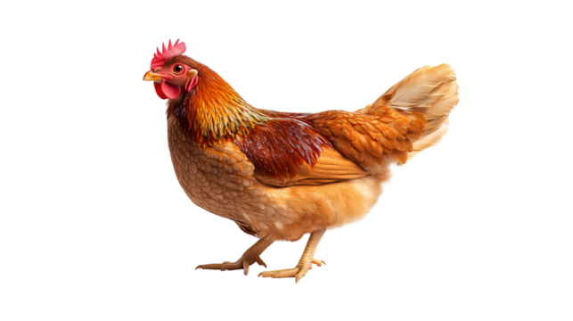 Active chicken roams freely on the farm, PNG, created with Generative AI