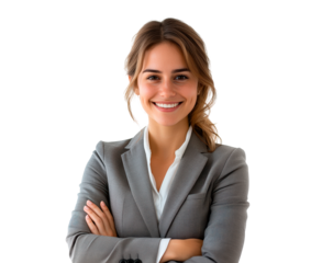 Smiling businesswoman with arms crossed portrait professional photo, PNG