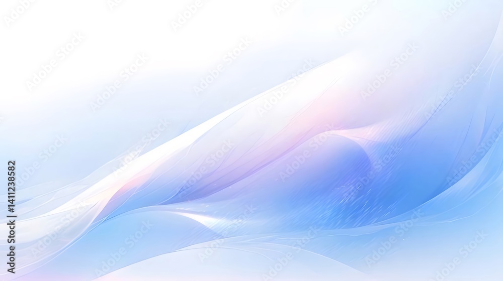 Aufkleber 青と白の抽象的な背景に優雅な波のグラデーションが描かれた芸術作品