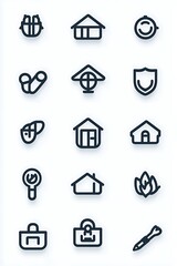 Obraz premium Simple Line Icons for Various Objects