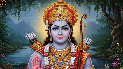 A visually striking image of lord ram with perfect balance of elements- 17