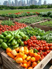 Fresh organic vegetables market philadelphia produce urban park bright day healthy living