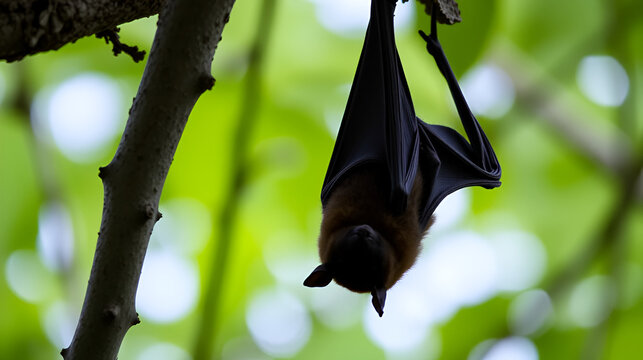 Serotine bat (Eptesicus serotinus) hanging upside down